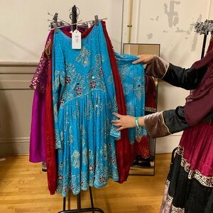 Blue and Red Afghan Dress